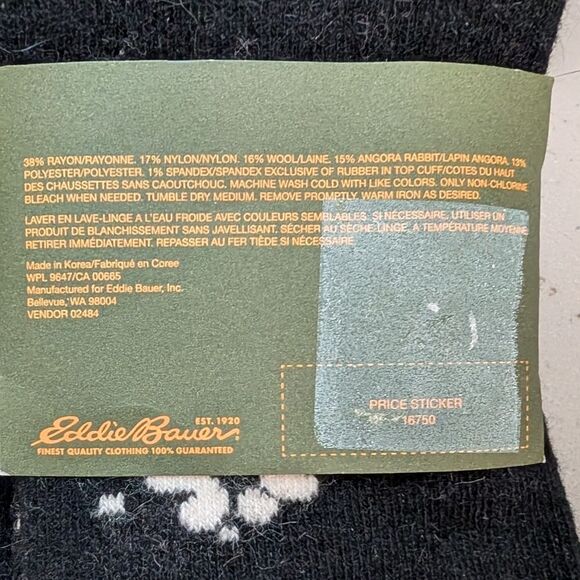 New Eddie Bauer women's socks 6-10 wool angora blend floral warm cozy stocking - Picture 5 of 5